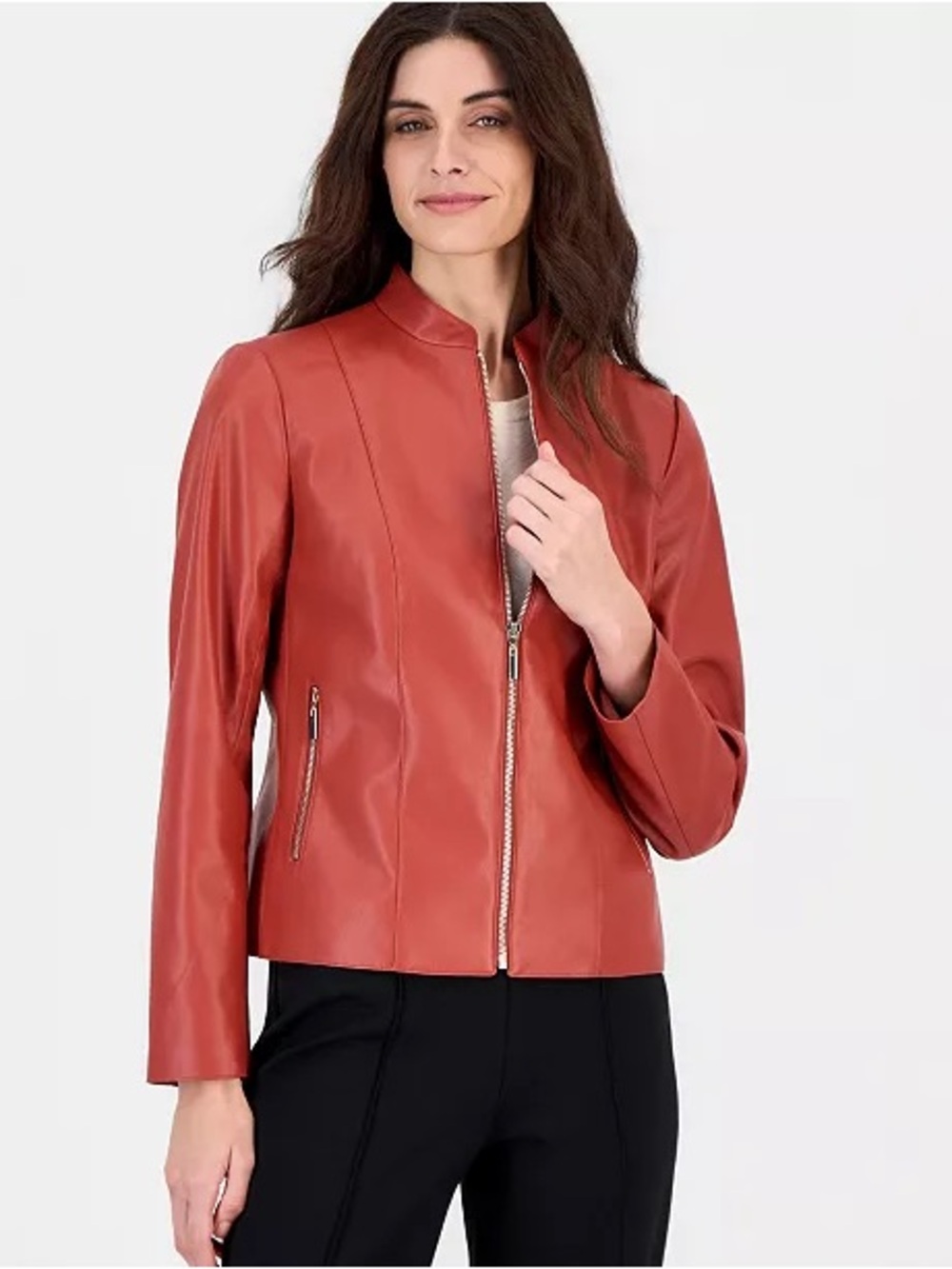 Kasper
Women's Moto Zip-Up Color:Bright Sepia